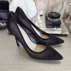 BCBGeneration Black Perforated Pointy Toe Heels Size 8